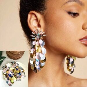 Elegant Multicolor Sequin Drop Earrings